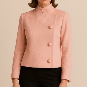 Vintage 1960s Lee Parker Original Blush Pink Jackie Kennedy Blazer Jacket Sz S